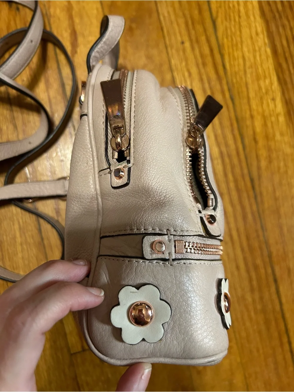 Michael Kors Light Pink Floral Mini Backpack Purse with Detachable Straps